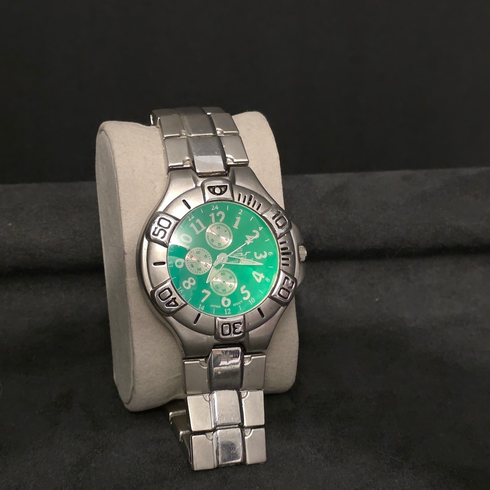 G-Unit Watch Mens OS Silver Green Dial‎ Chronograph Style Y2K Hip Hop
